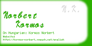 norbert kormos business card